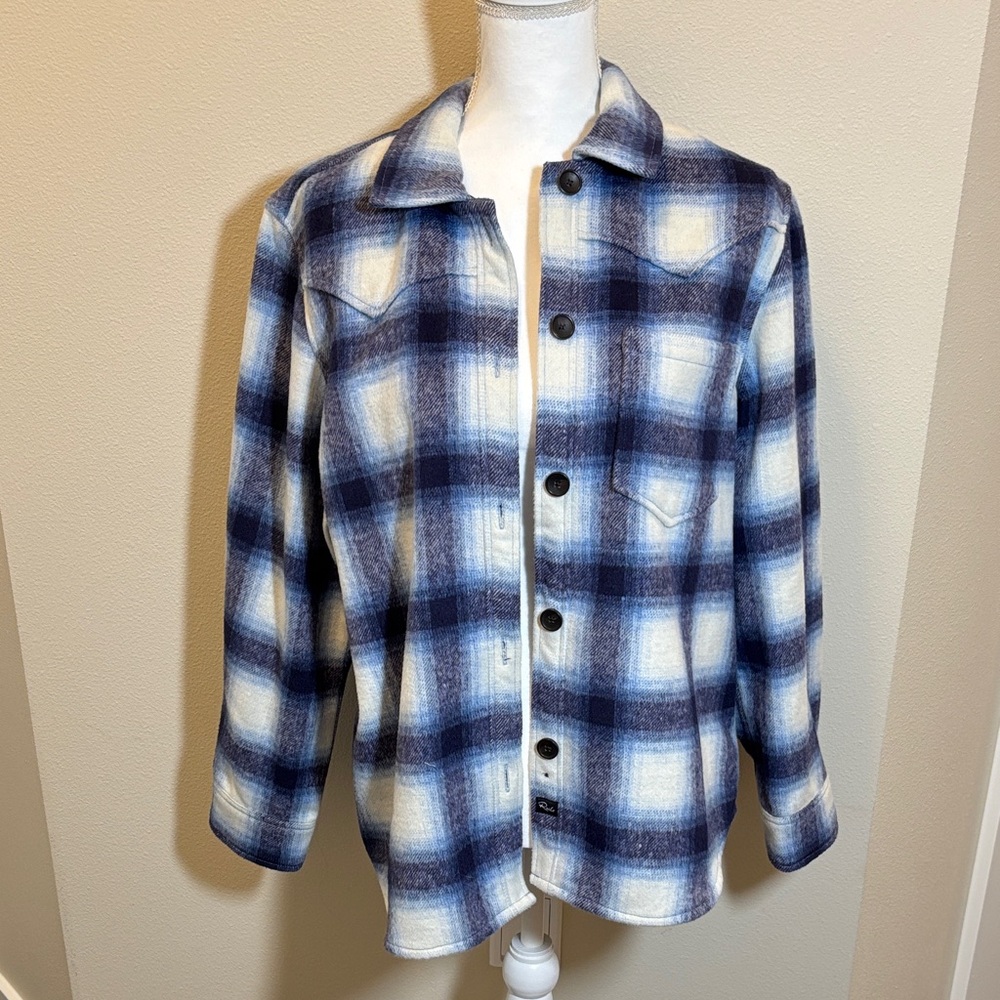 Rails Blue and White Plaid Lightweight Shirt Jacket